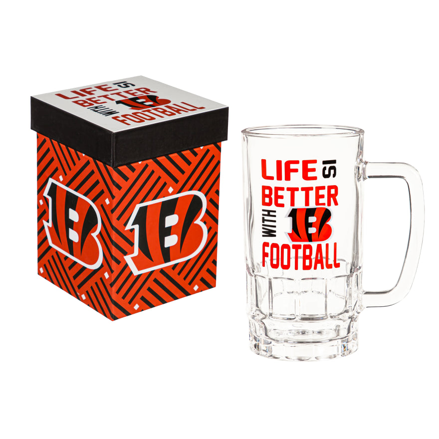 Bengals 16oz Glass Tankard Cup with Gift Box