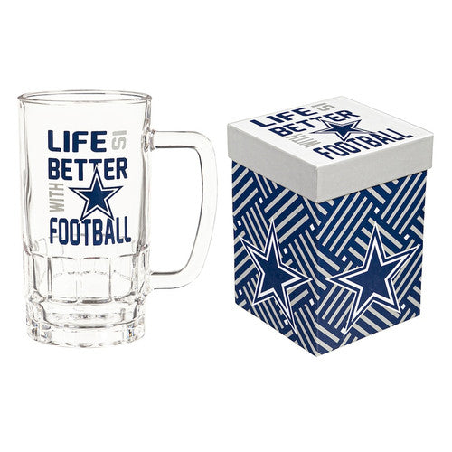 Cowboys 16oz Glass Tankard Cup with Gift Box