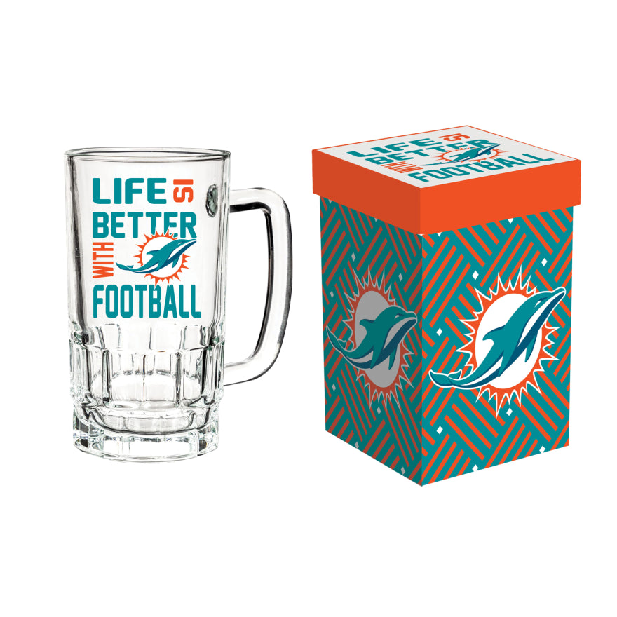 Dolphins 16oz Glass Tankard Cup with Gift Box