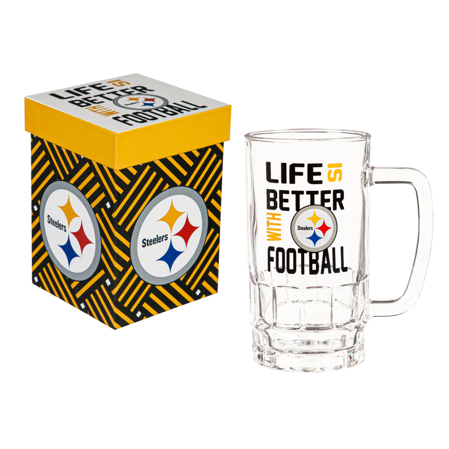 Steelers 16oz Glass Tankard Cup with Gift Box