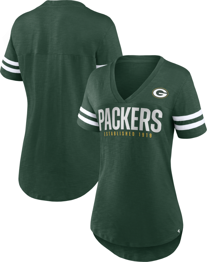 Packers Women's Rhinestone V-Neck T-shirt