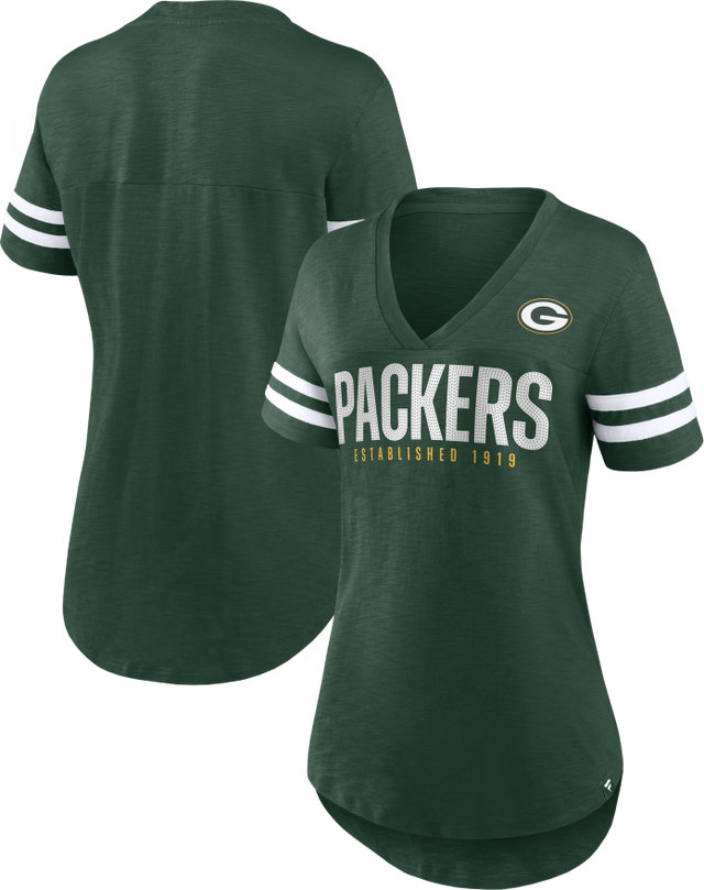 Packers Women's Rhinestone V-Neck T-shirt