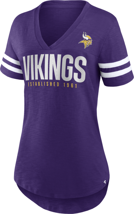 Vikings Women's Rhinestone V-Neck T-shirt