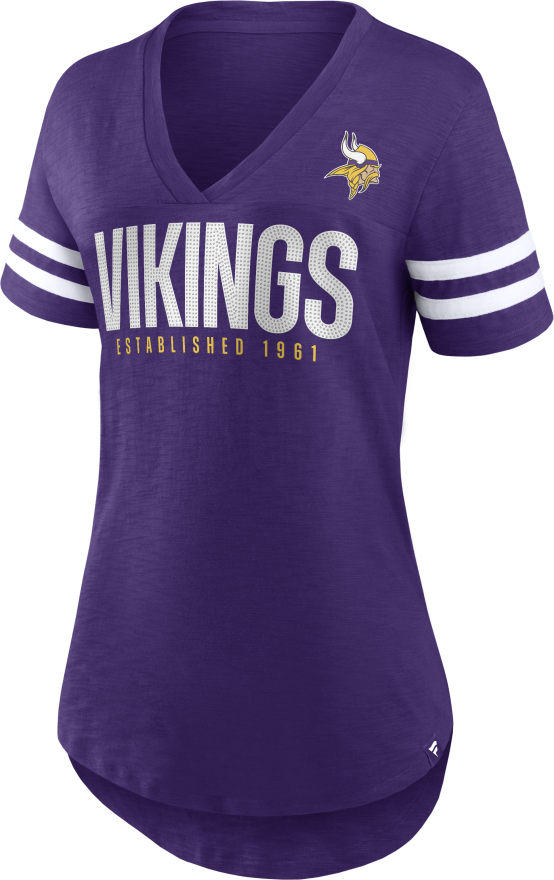 Vikings Women's Rhinestone V-Neck T-shirt