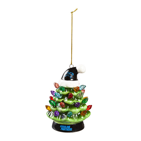 Panthers 4" LED Ceramic Christmas Tree Ornament With Team Santa Hat