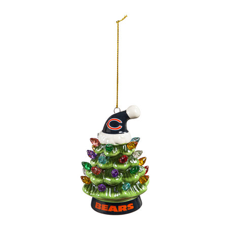 Bears 4" LED Ceramic Christmas Tree Ornament with Team Santa Hat