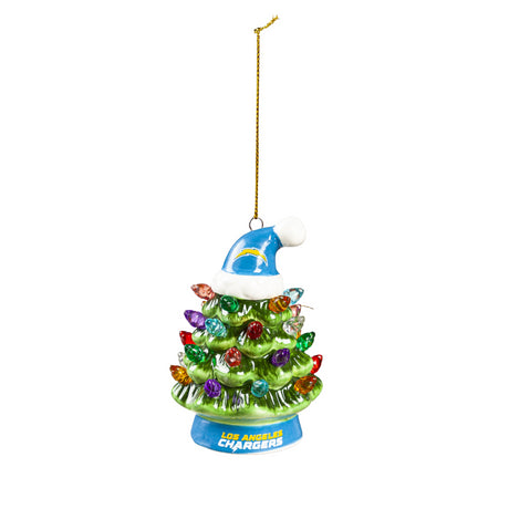 Chargers 4" LED Ceramic Christmas Tree Ornament with Team Santa Hat