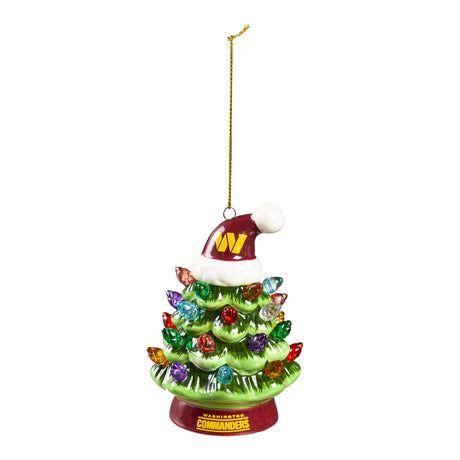 Commanders 4" LED Ceramic Christmas Tree Ornament with Team Santa Hat
