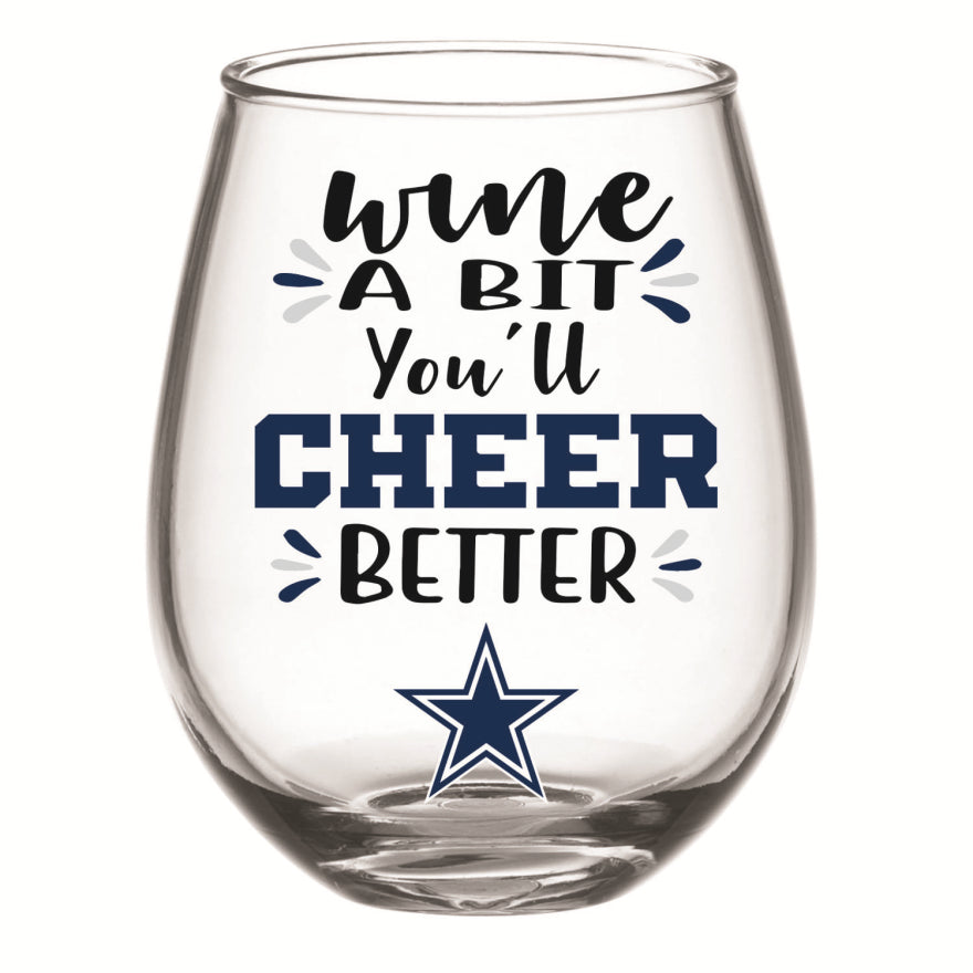 Cowboys Boxed Stemless Wine Glass