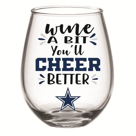 Cowboys Boxed Stemless Wine Glass