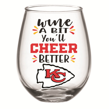 Chiefs Boxed Stemless Wine Glass