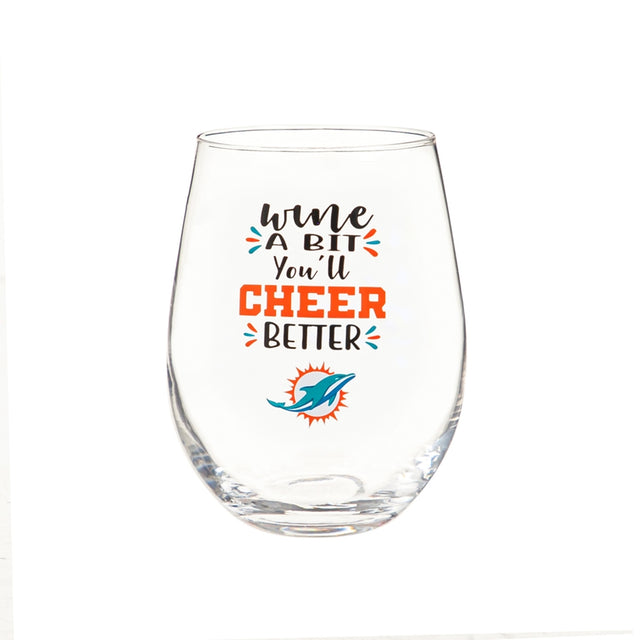 Dolphins Boxed Stemless Wine Glass