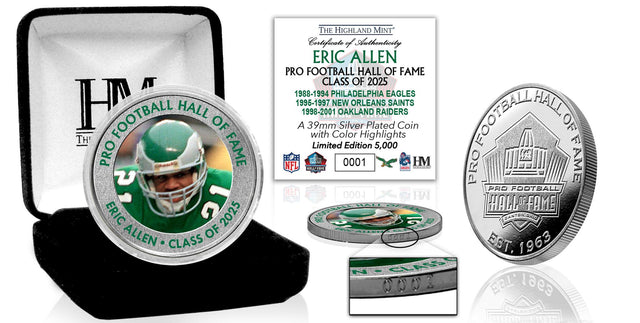 Eric Allen Eagles Pro Football Hall of Fame Class of 2025 Silver Color Coin