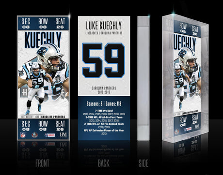 Luke Kuechly Class of 2026 Hall of Fame Induction Ticket Acrylic Block - DS