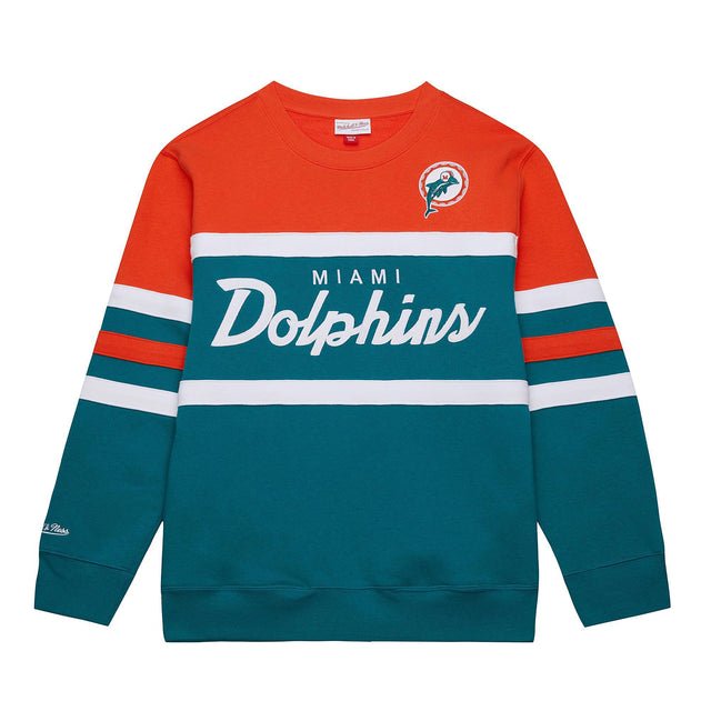 Dolphins Men's Mitchell & Ness Head Coach Vintage Logo Crewneck