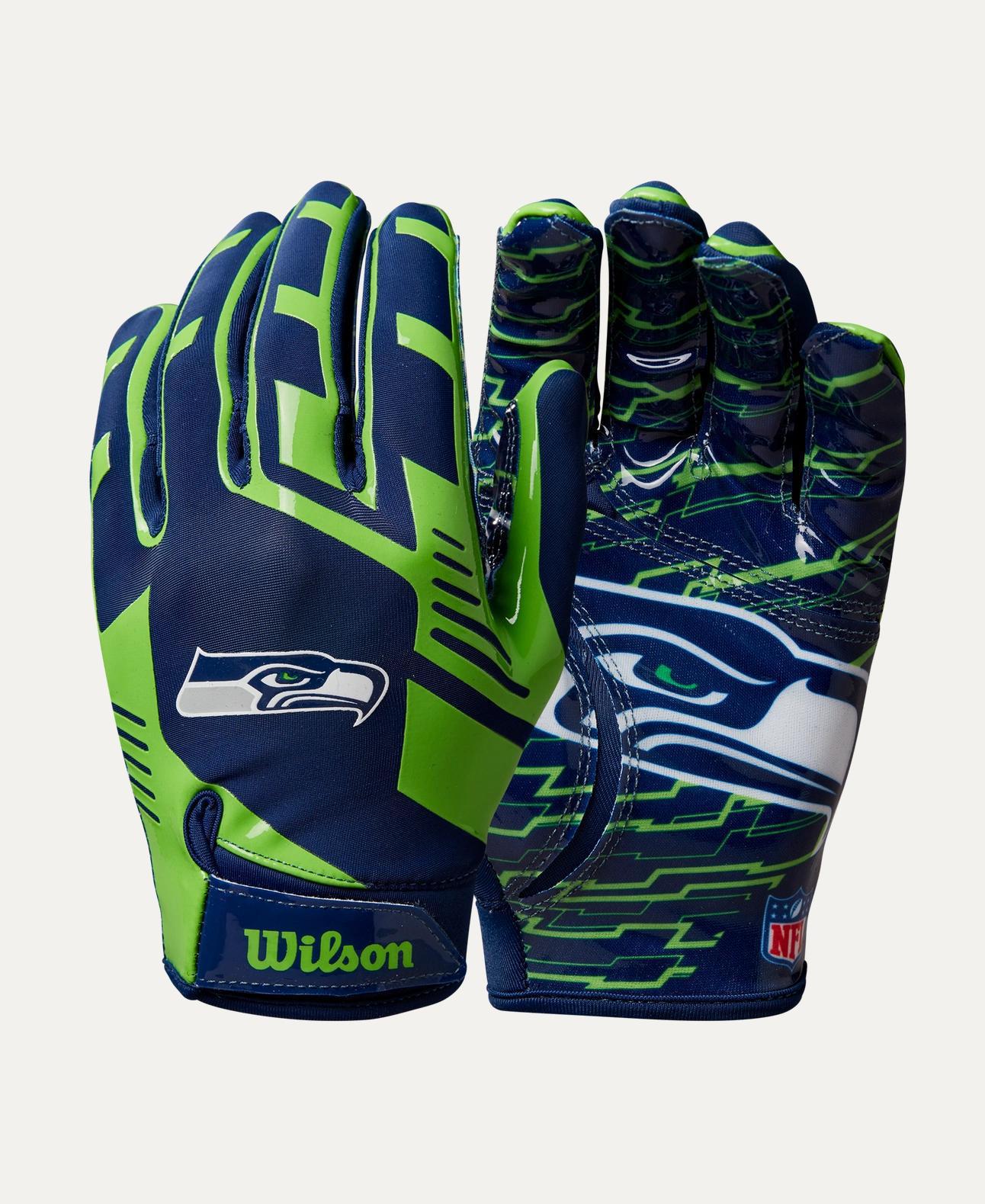 seahawks handschuhe Wilson Football NFL Stretch Fit Receiver Gloves in Green