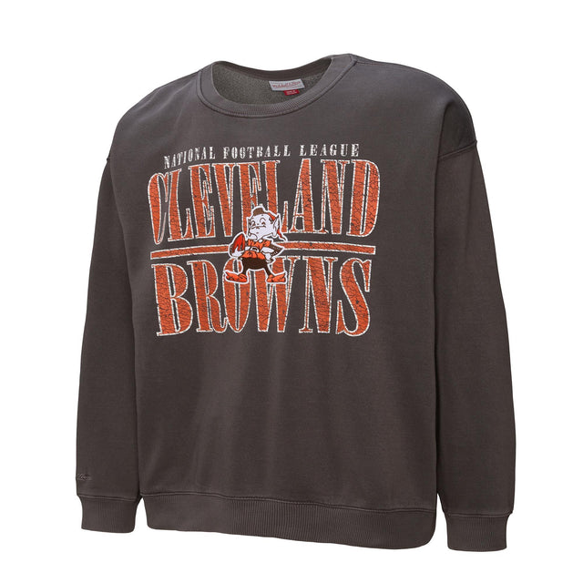 Browns 2026 Mitchell & Ness Men's Vintage Downtown Logo Crewneck Pro Football Hall of Fame