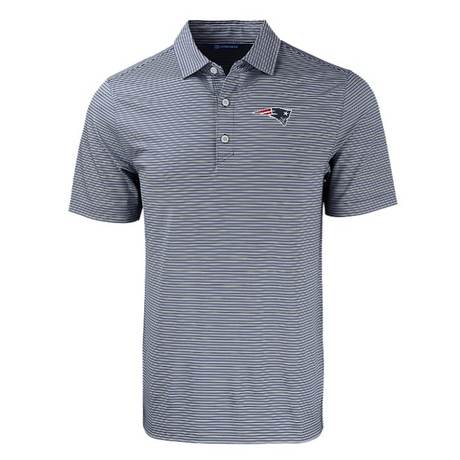 Patriots Cutter and Buck Men's Navy Forge Eco Double Stripe Recycled Polo