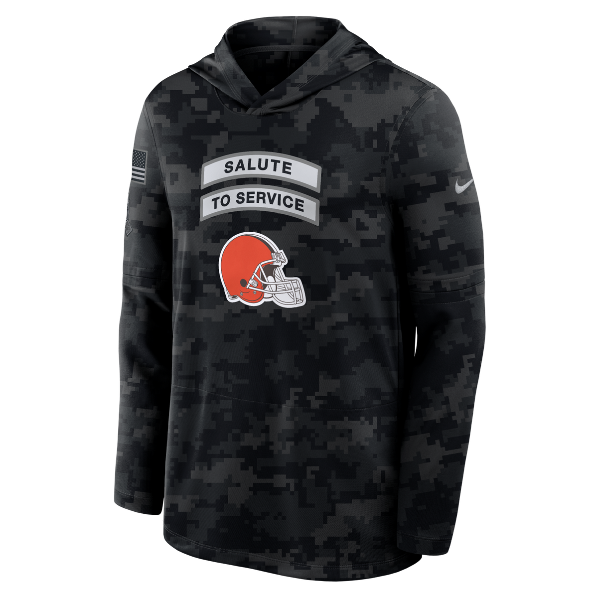 Browns 2026 Nike Men's Salute to Service Hooded Long Sleeve Top Pro Football Hall of Fame