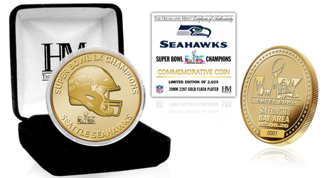 Seahawks Super Bowl LX (60) Champs Gold Plated Coin