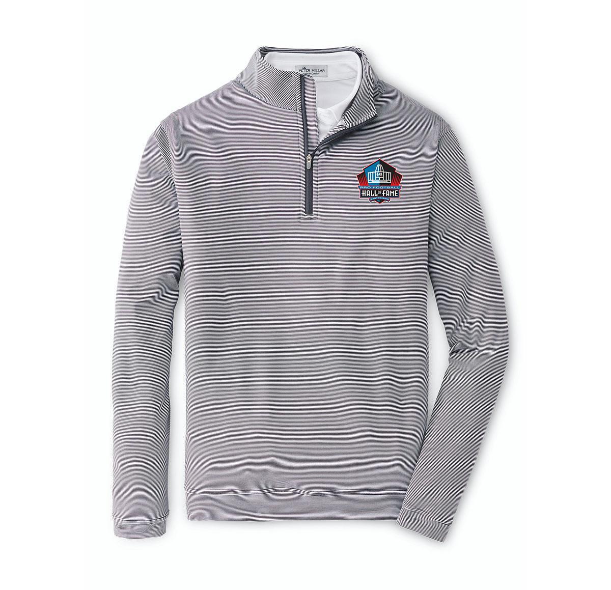 Hall of Fame Men's Peter Millar Grey Perth Sugar Stripe Performance 1/4 Zip