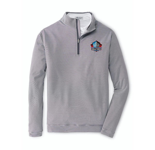 Hall of Fame Men's Peter Millar Grey Perth Sugar Stripe Performance 1/4 Zip