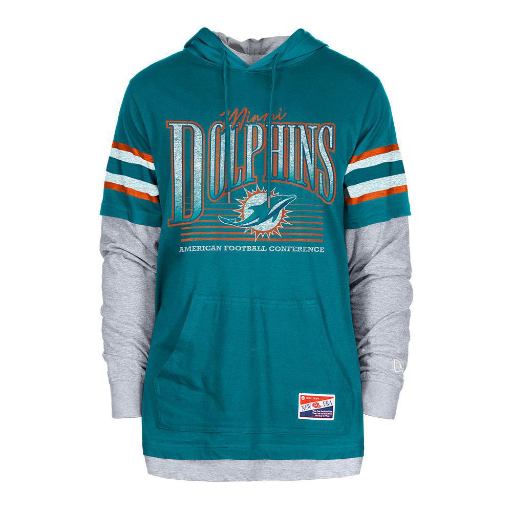 Dolphins 2024 New Era Men's Throwback Long Sleeve Hood