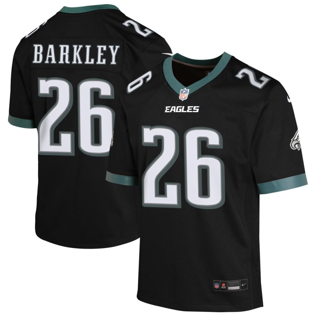 Eagles Saquon Barkley 2026 Youth Nike Black Alternate Game Jersey