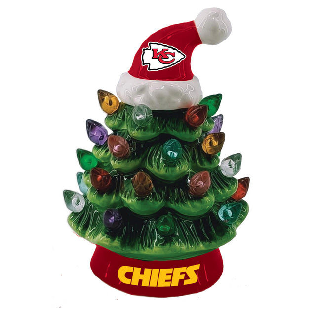 Chiefs 4" LED Ceramic Christmas Tree Ornament with Team Santa Hat