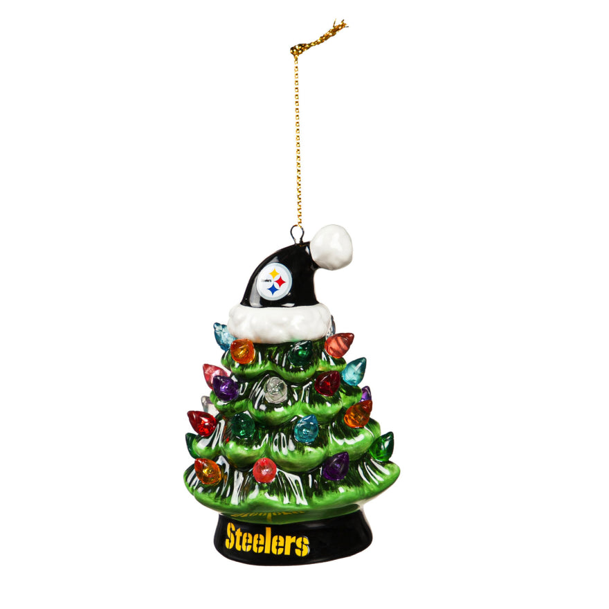 Steelers 4" LED Ceramic Christmas Tree Ornament with Team Santa Hat