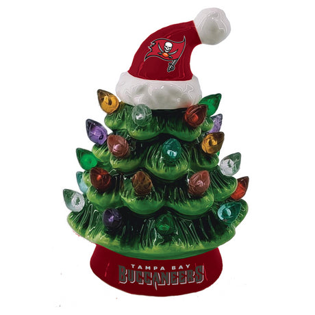 Buccaneers 4" LED Ceramic Christmas Tree Ornament with Team Santa Hat