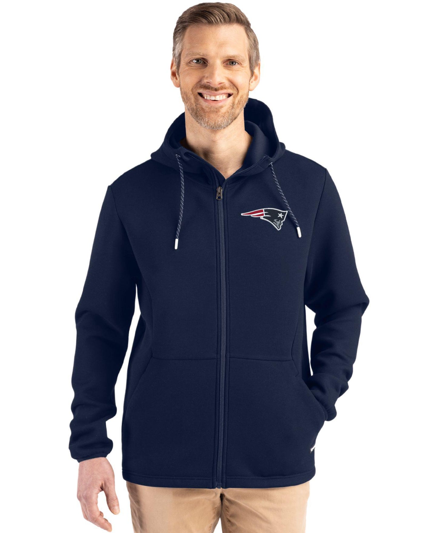 Patriots Cutter & Buck Men's Roam Eco Full Zip Hooded Jacket
