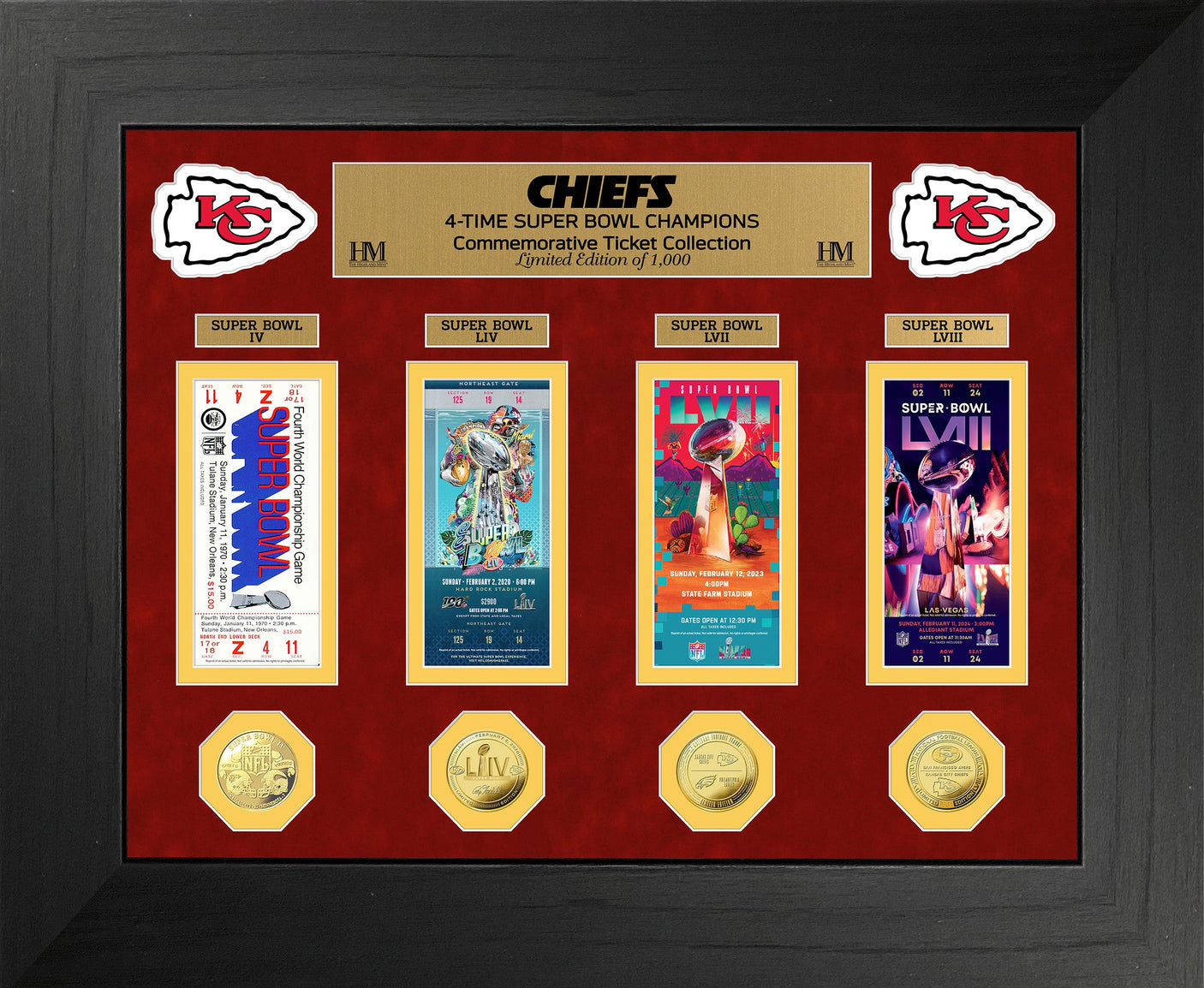 Kansas City Chiefs Super Bowl LVIII (58) Deluxe Ticket Collection Gold Coin Photo Mint