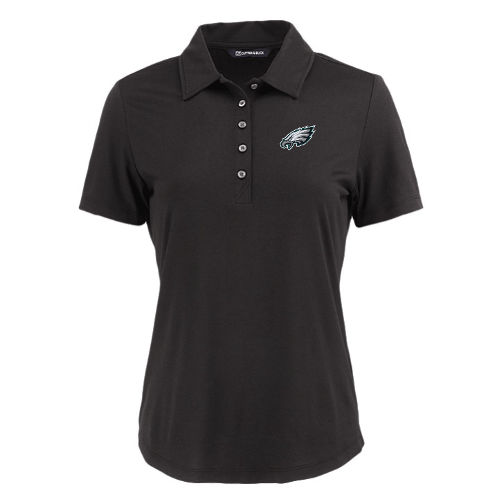 Eagles Cutter and Buck Women's Black Coastline Epic Comfort Eco Polo