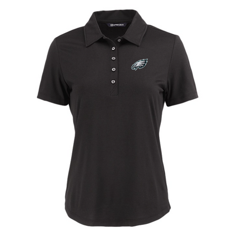 Eagles Cutter and Buck Women's Black Coastline Epic Comfort Eco Polo