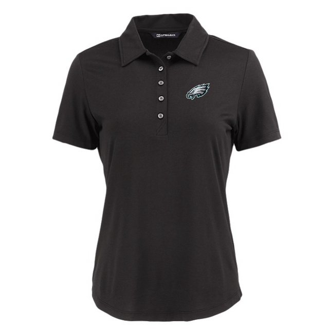 Eagles Cutter and Buck Women's Black Coastline Epic Comfort Eco Polo