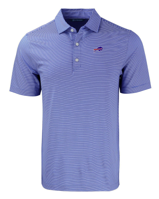 Bills Cutter and Buck Men's Blue Forge Eco Double Stripe Recycled Polo
