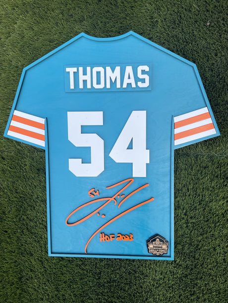 Zach Thomas Wood Jersey 3D Teal Sign - DS