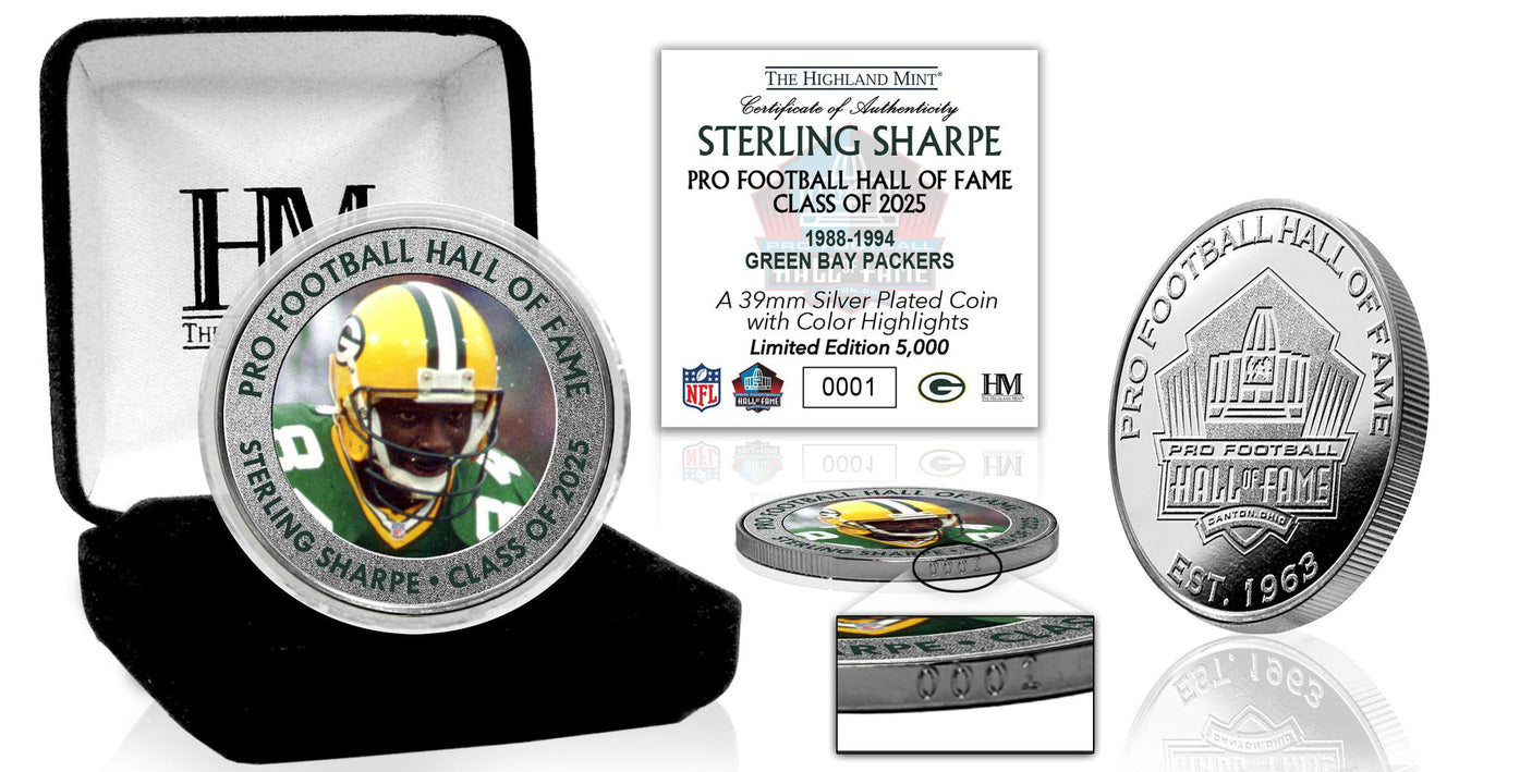 Packers Sterling Sharpe Pro Football Hall of Fame Class of 2025 Silver Color Coin