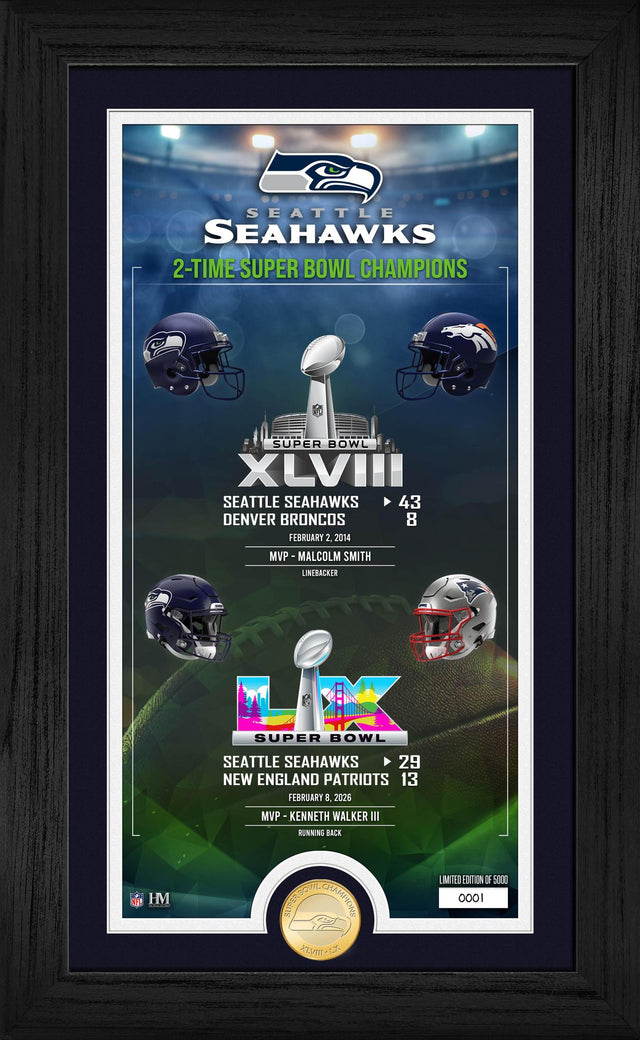 Seahawks 2-time Super Bowl LX (60) Champs Legacy Bronze Coin Photo Mint