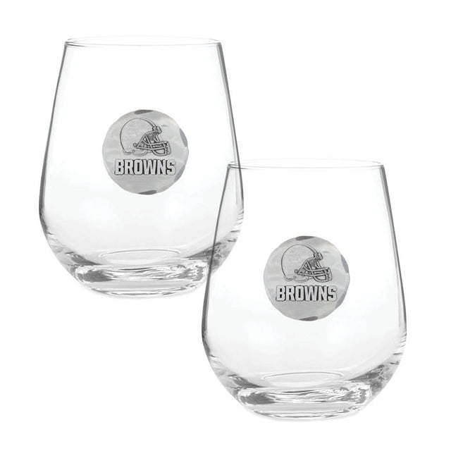 Browns 2-Piece Stemless Wine Glass Set with Collectible Box