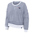 Patriots 2026 Fanatics Women's Striped Oversized French Terry Crewneck
