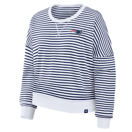 Patriots 2026 Fanatics Women's Striped Oversized French Terry Crewneck