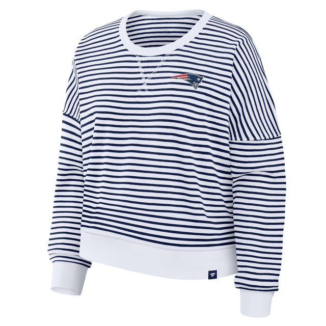 Patriots 2026 Fanatics Women's Striped Oversized French Terry Crewneck