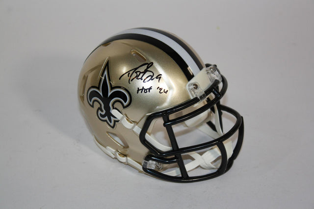 Drew Brees Autographed Saints Mini Helmet with HOF Inscription
