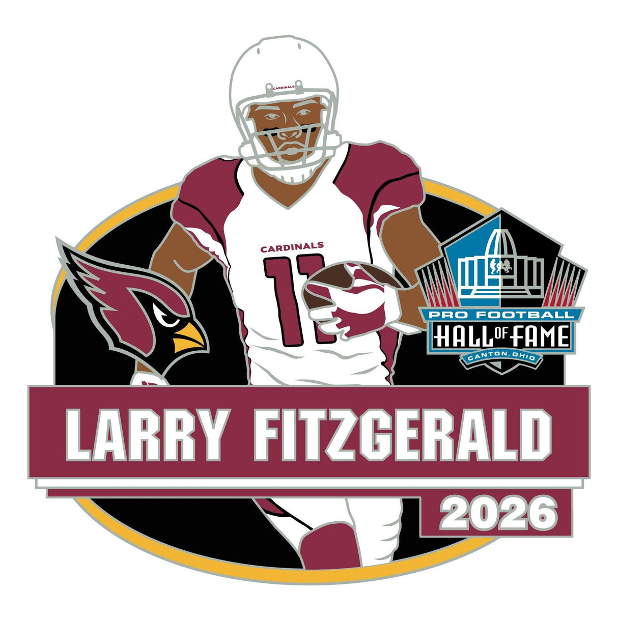 Larry Fitzgerald Cardinals Class of 2026 Action Pin