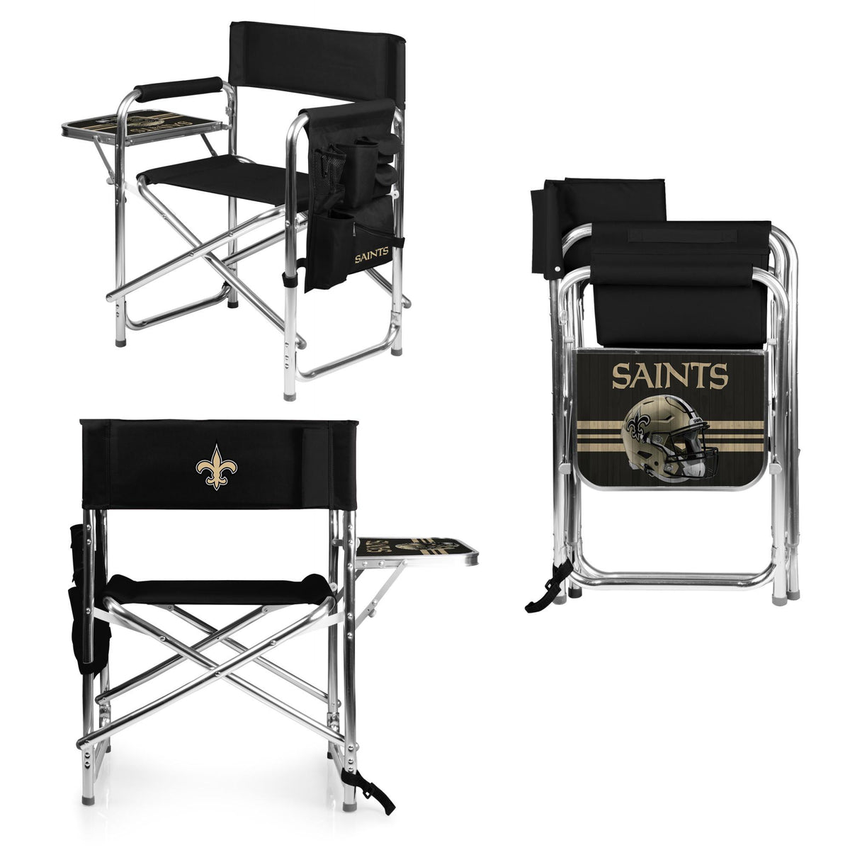 Saints Black Sports Chair