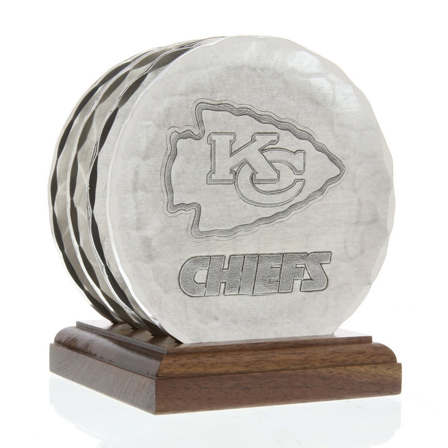 Kansas City Chiefs 4-Piece Aluminum Coaster Set with Caddy