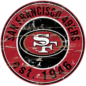 49ers Established Date Distressed Round Wall Art