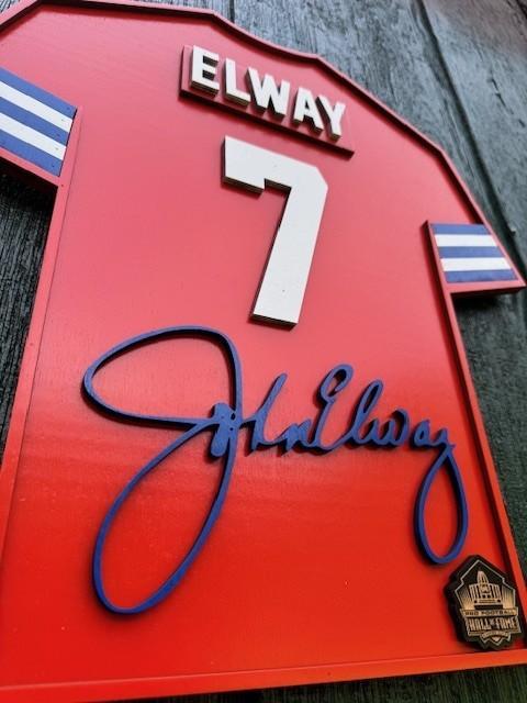John Elway Wood Jersey 3D Sign
